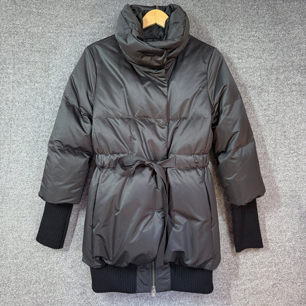 Theory Sladen Pliant Black Down Puffer Jacket Tie Waist Size M NEW 2008